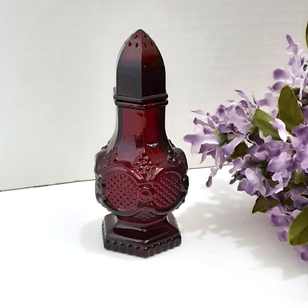 Vintage Avon Ruby Red Glass Salt Shaker Cape Cod Collection Tableware